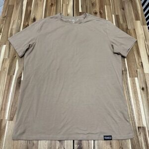 Youngla Shirt Mens 2XL Beige Tee Stretch Athleisure Gym Weightlifting Crew Neck